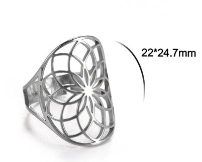 Livets Frön ( Seed of Life)  Ring  i Rostfritt Stål  - One size 
