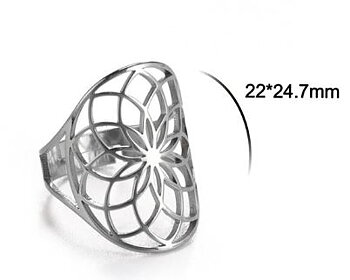 Livets Frön ( Seed of Life)  Ring  i Rostfritt Stål  - One size 