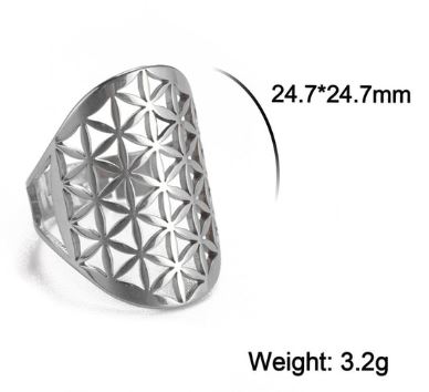 Flower of life  Ring  i Rostfritt Stål  - One size 