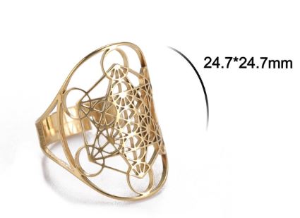 Metatron  Ring  i Rostfritt Stål  - One size  - Guld
