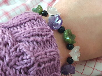 Flower armband mix lila-rosa-grön, 