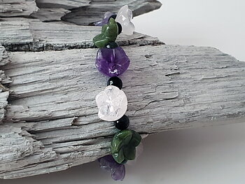 Flower armband mix lila-rosa-grön, 