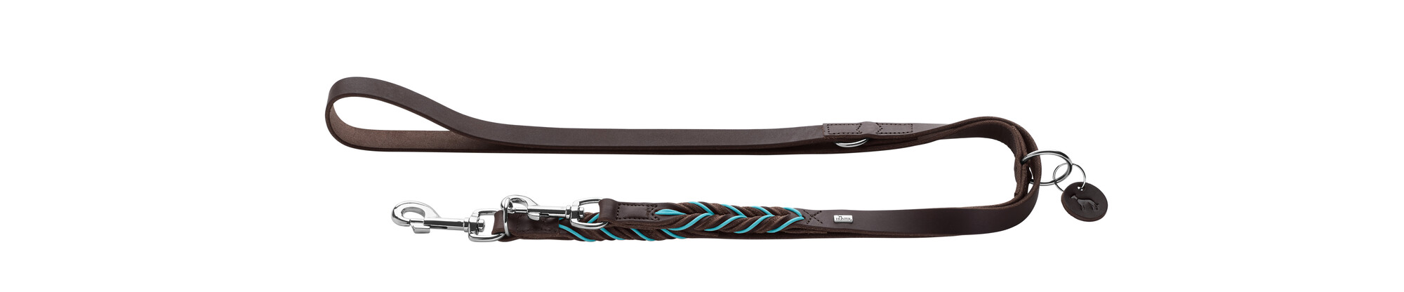 HUNTER Ställbart koppel Solid Education Cord mörkbrun/turkos - 2