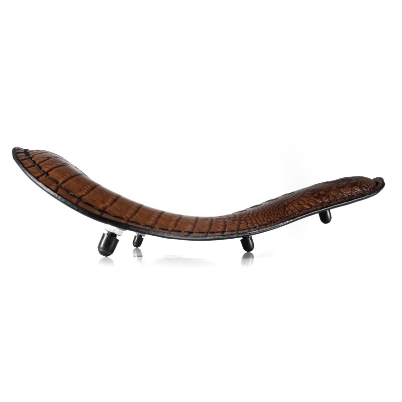 Solo Seat Big Brown "Crocoodile Classic" Custom Chopper Bobber Universal. - 2