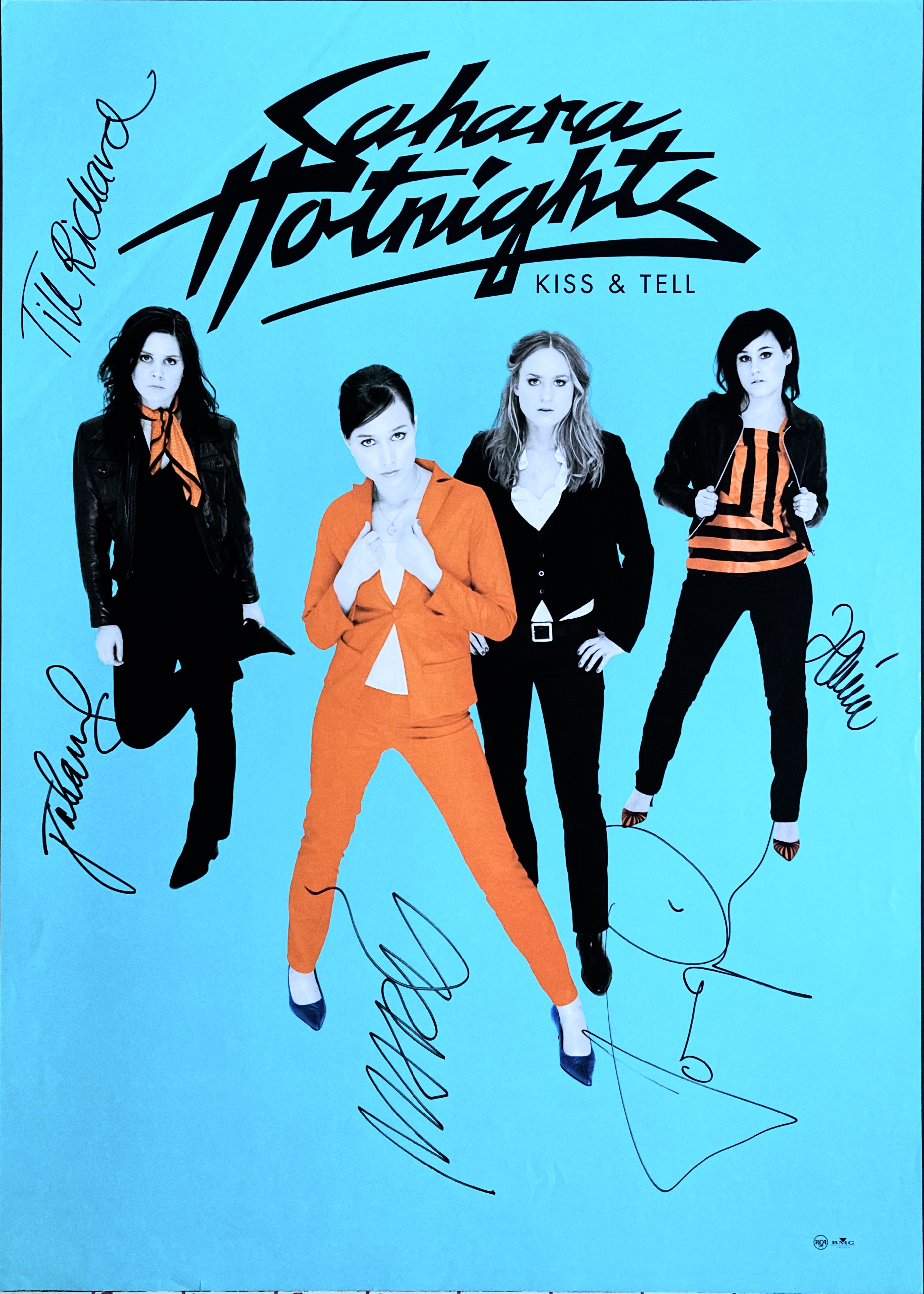 SAHARA HOTNIGHTS - Kiss & Tell (2004) LP promo poster - SIGNED! - 2