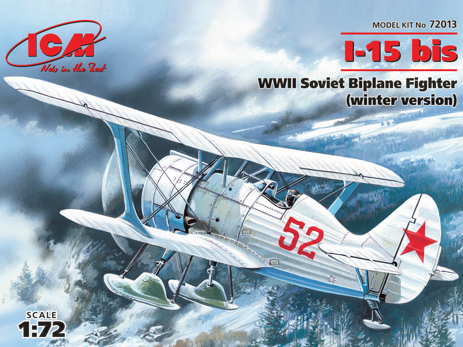 1/72  I-15 bis, WWII Soviet Biplane Fighter (winter version)