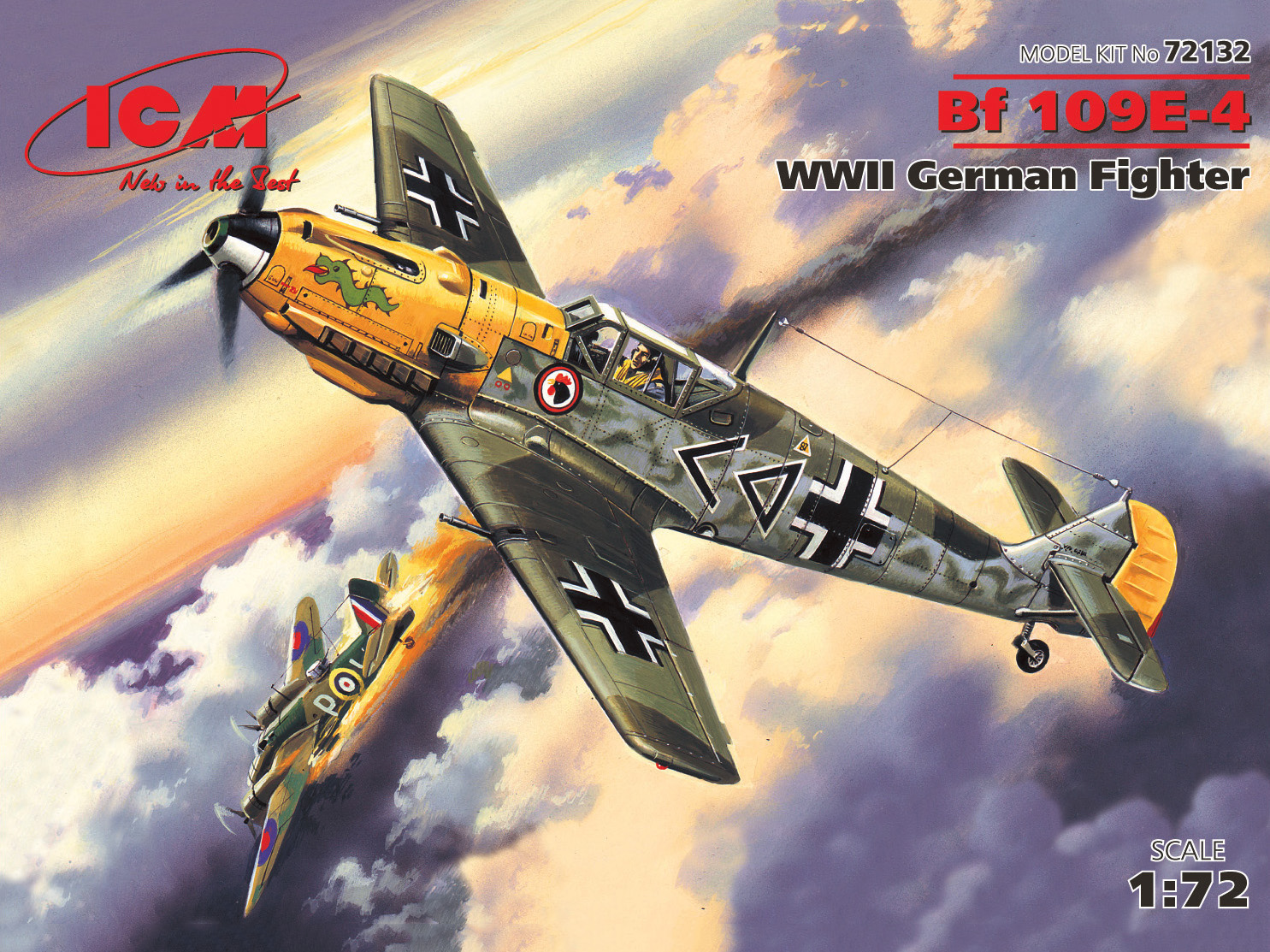 1/72 Messerschmitt Bf 109E-4, WWII German Fighter
