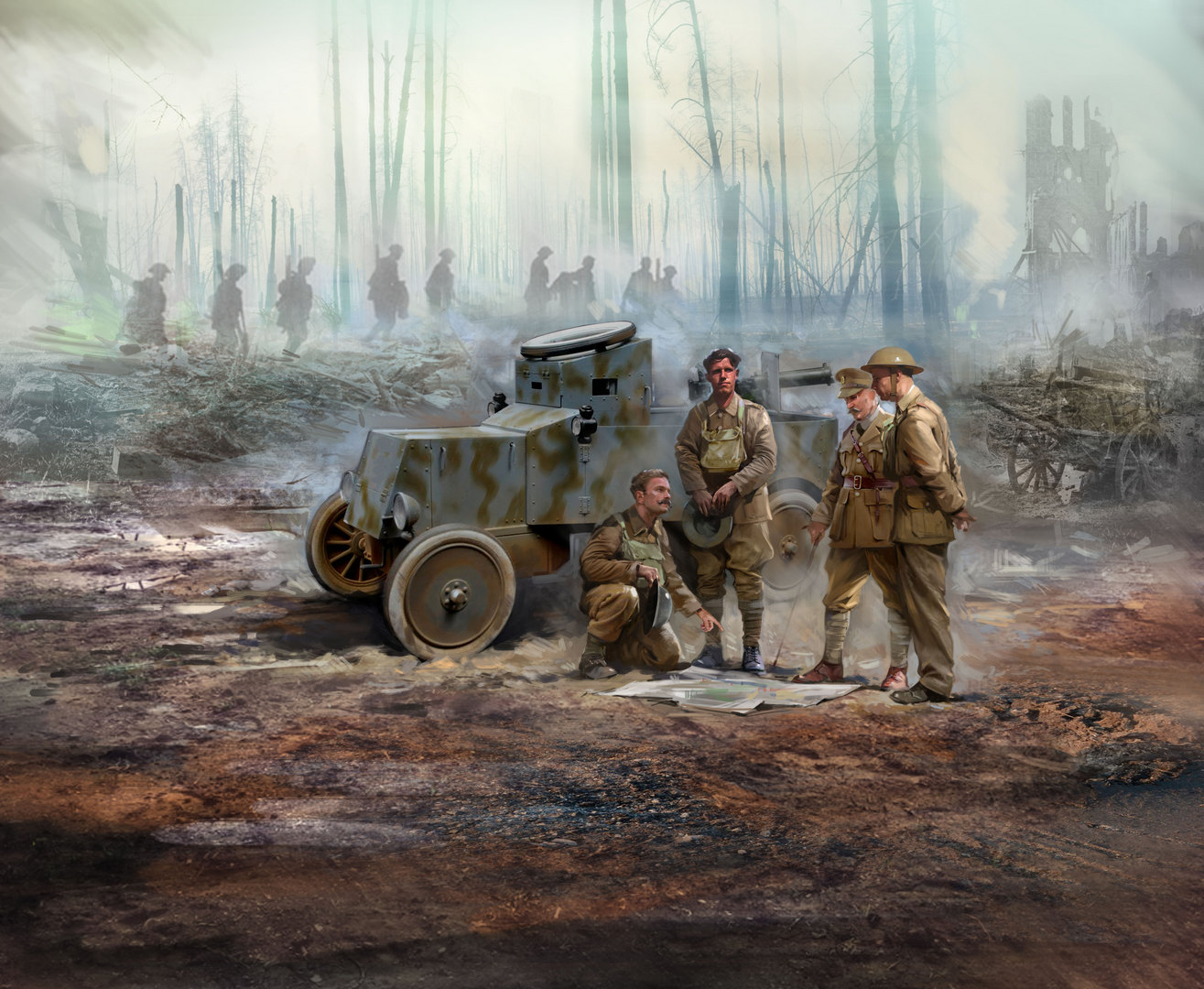 1/35 Model T RNAS Armoured Car with WWI British Tank Crew
