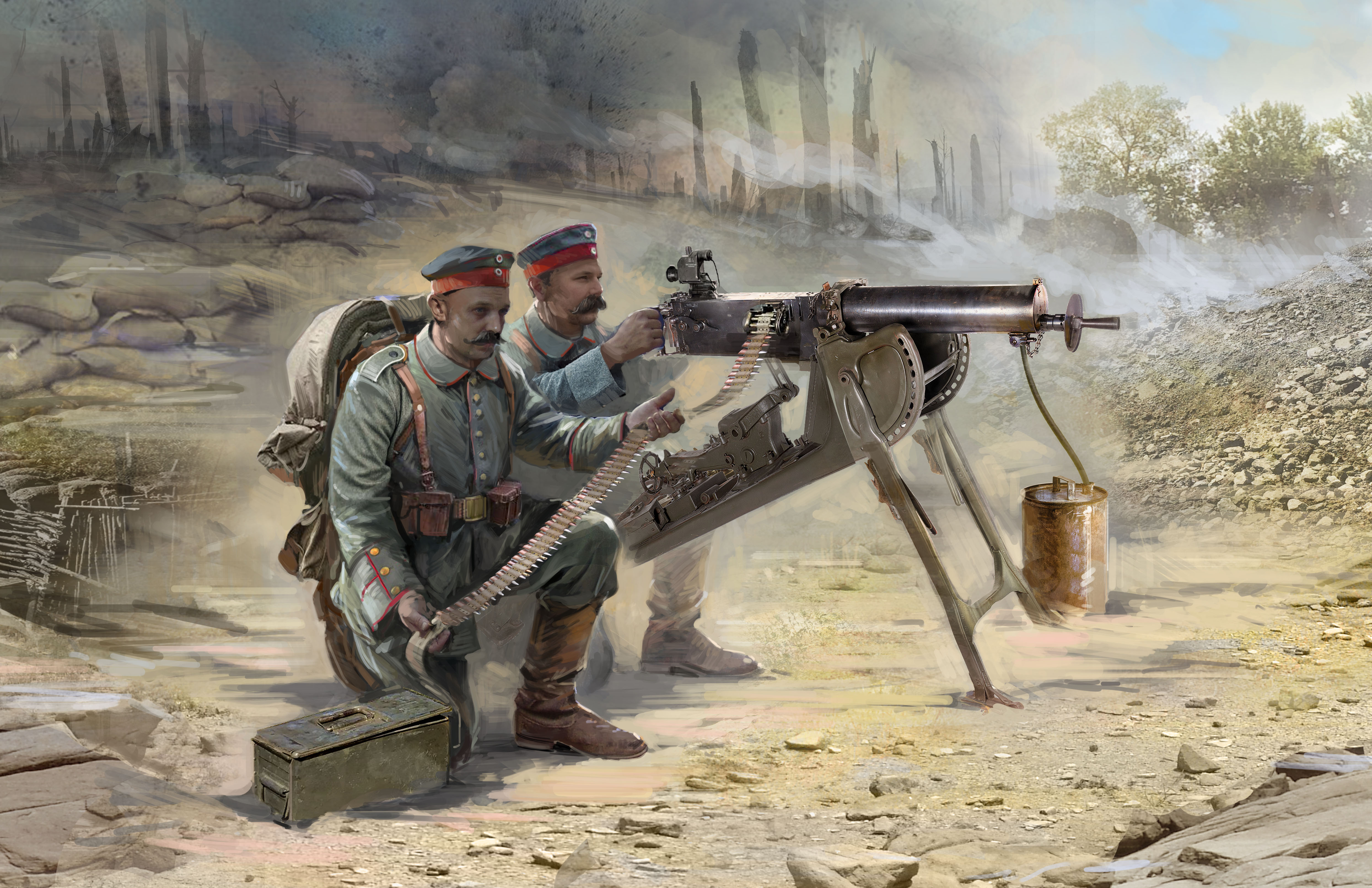 1/35 WWI German MG08 MG Team (2 figures)