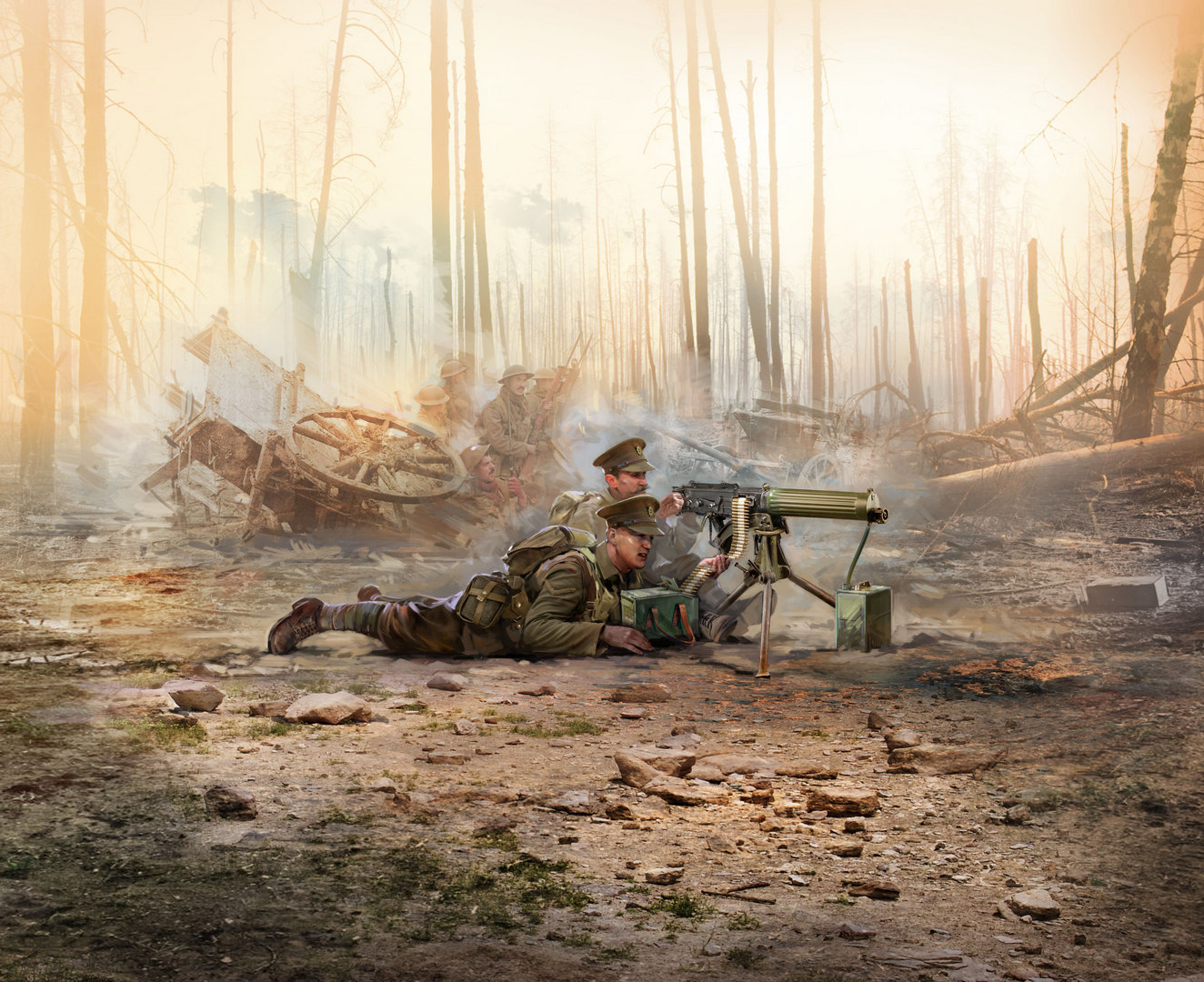 1/35 WWI British Vickers MG Crew (Vickers MG & 2 figures)