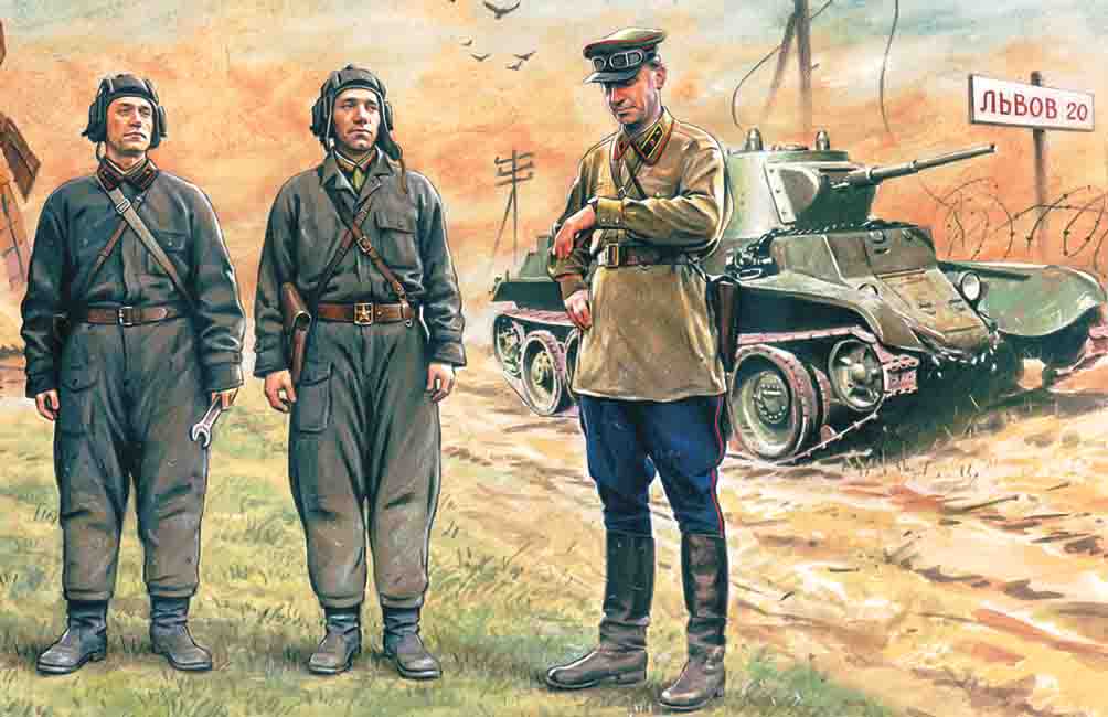 1/35 Soviet Tank Crew (1939-1942)    (3 figures - 1 officer, 2 tankmen)