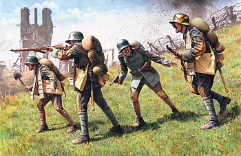 1/35 German Assault Troops (1917-1918) (4 figures - 1 unterofficer, 3 soldiers)