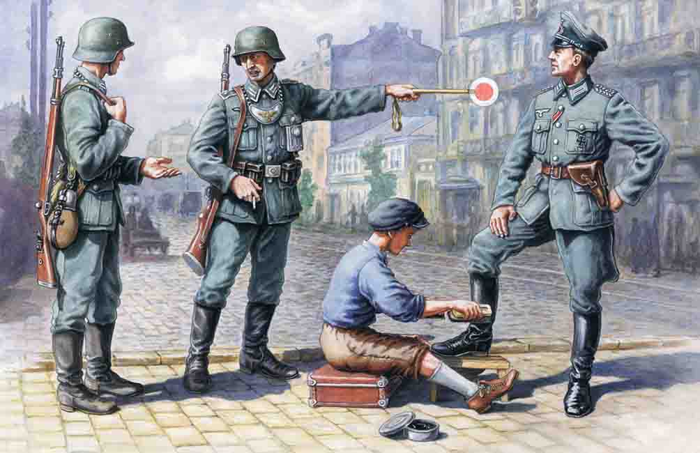1/35 German Patrol (1939-1942) (4 figures - 1 officer, 2 soldiers, 1 civilian)
