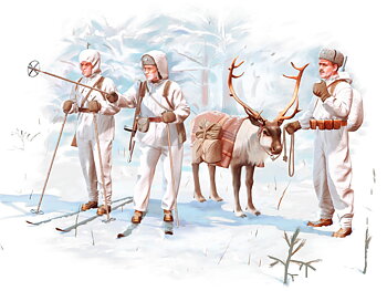 1/35 Finnish Riflemen (Winter 1940) (4 figures - 3 rifleman, 1 reindeer)