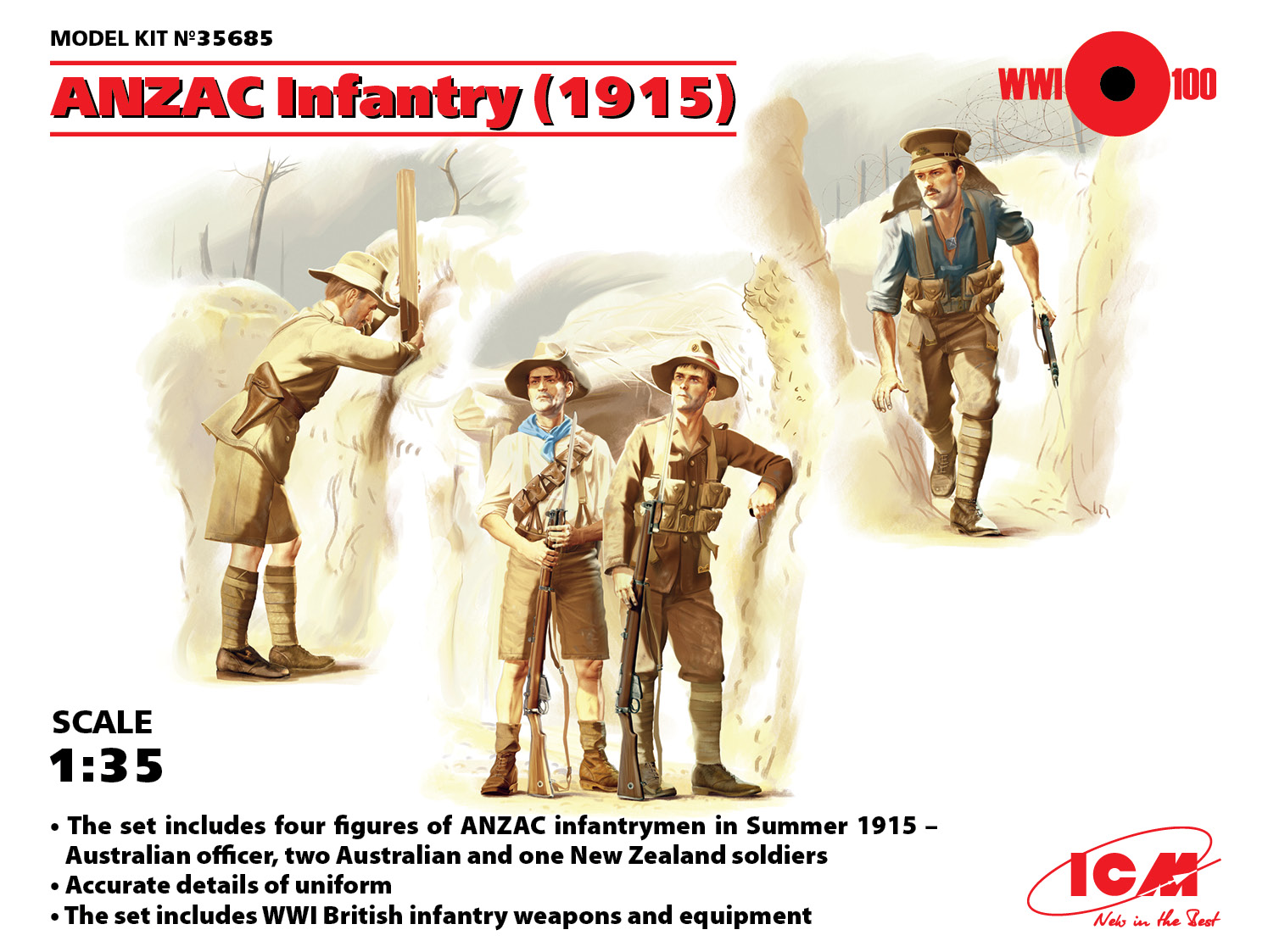 1/35 ANZAC Infantry (1915) (4 figures)