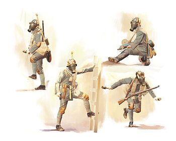 1/35 German Infantry in Gas Masks (1918) (4 figures)