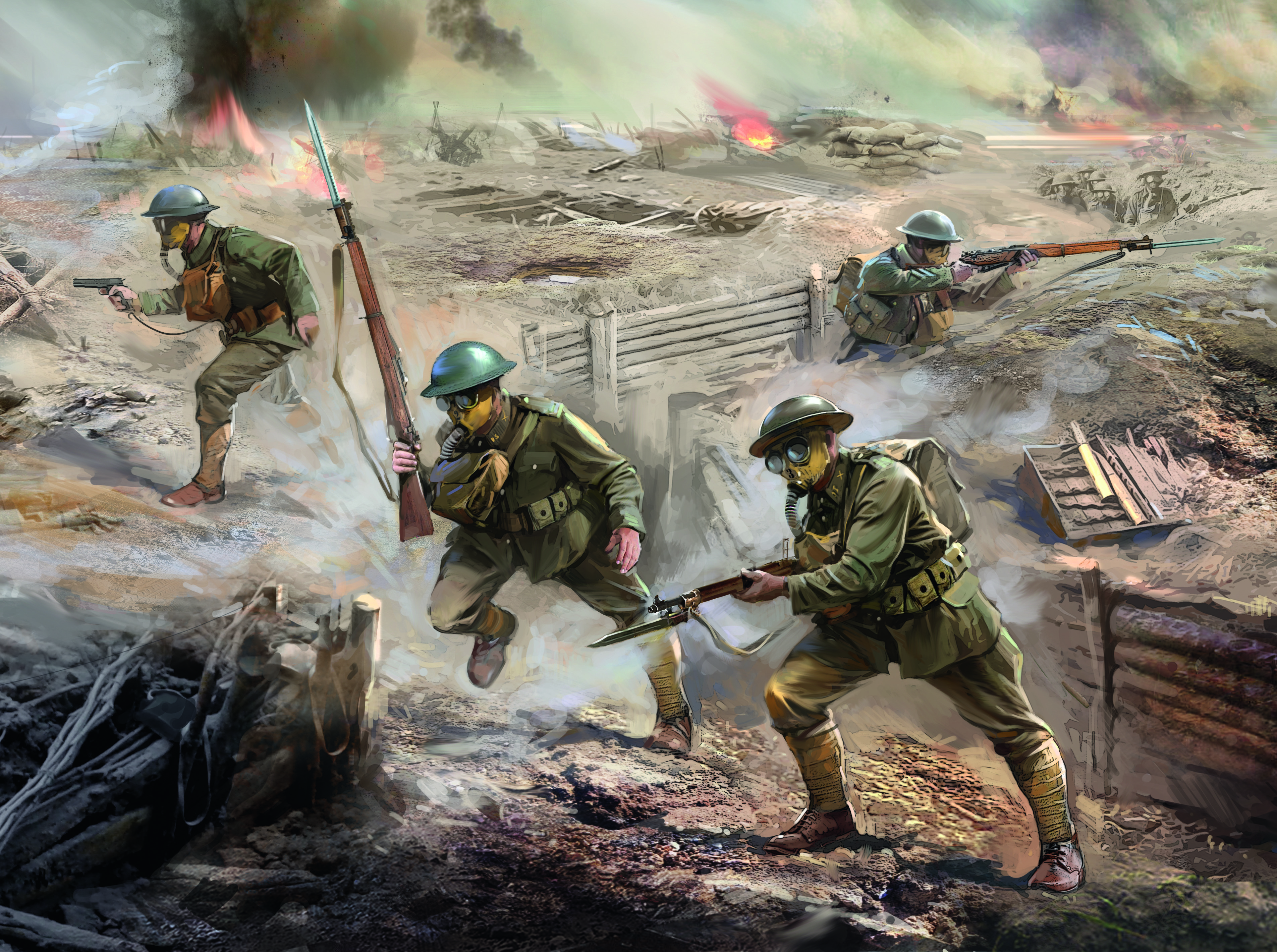 1/35 US Infantry in Gas Masks (1918) (4 figures)