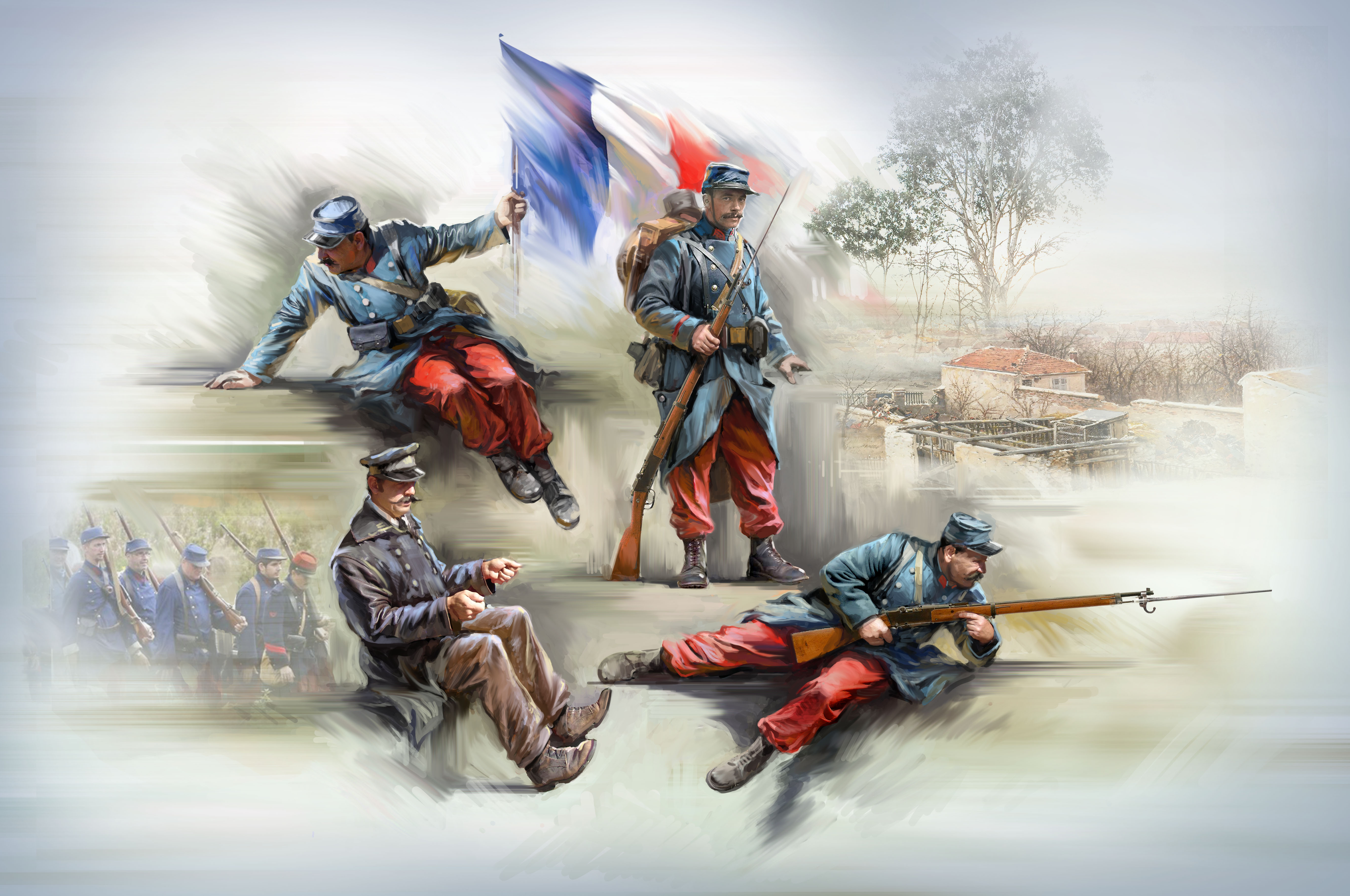 French Infantry on the march (1914) (4 figures)