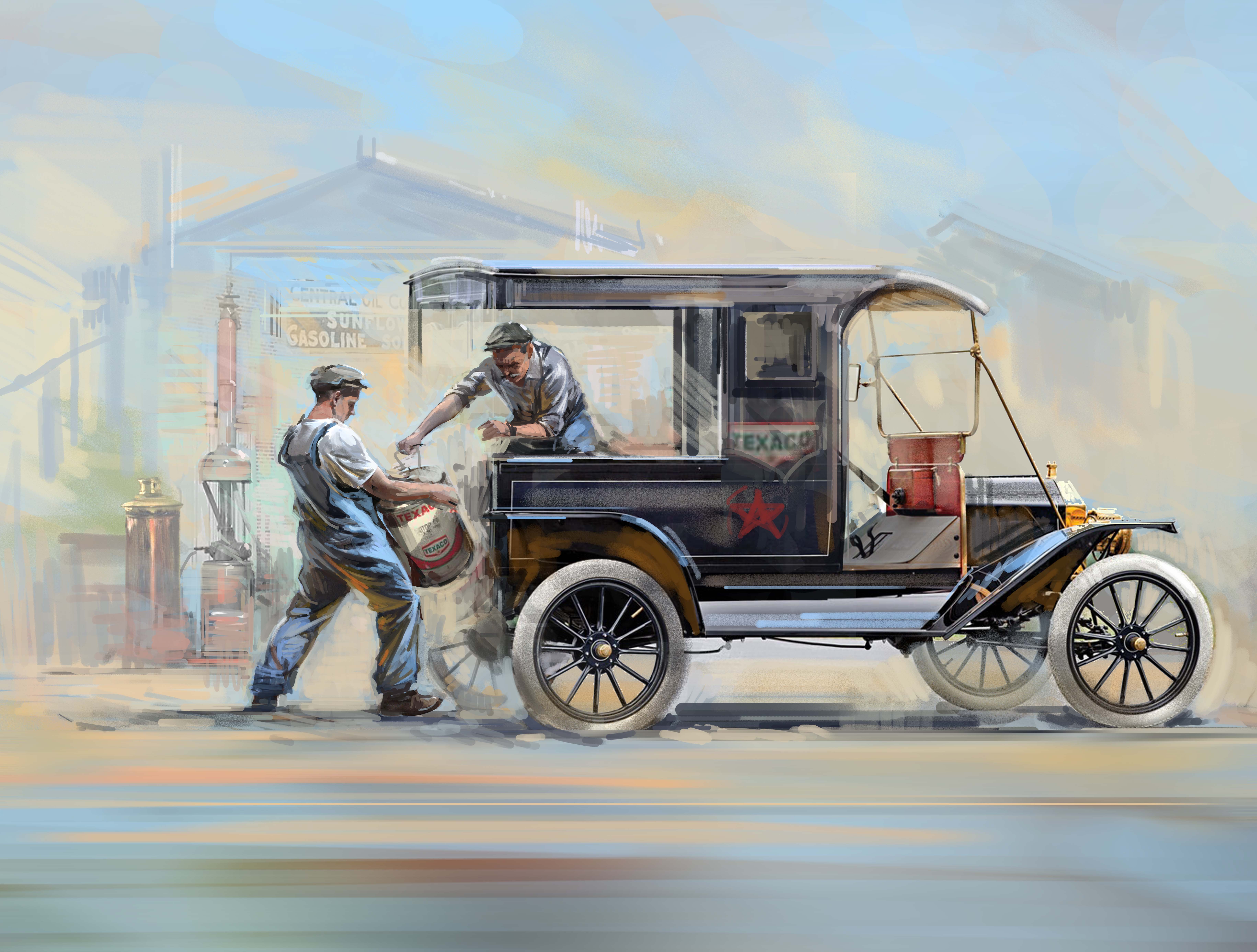 1/24 Gasoline Delivery, Model T 1912 Delivery Car with American Gasoline Loaders