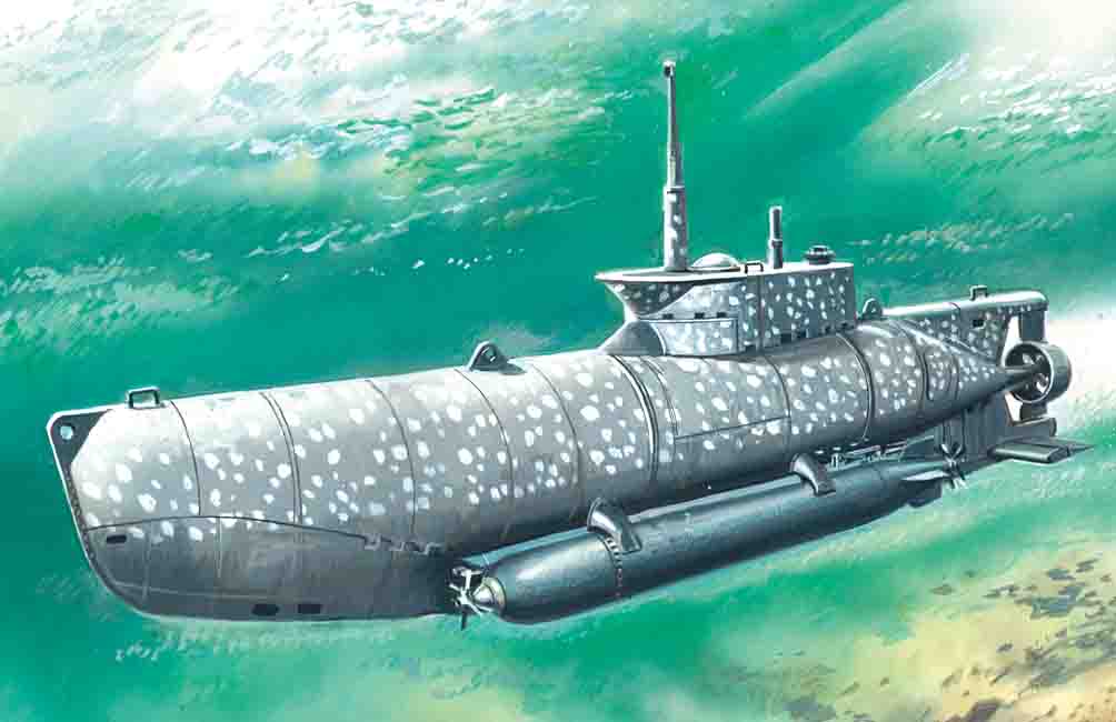1/72 U-Boat Type XXVIIB “Seehund” (early), WWII German Midget Submarine