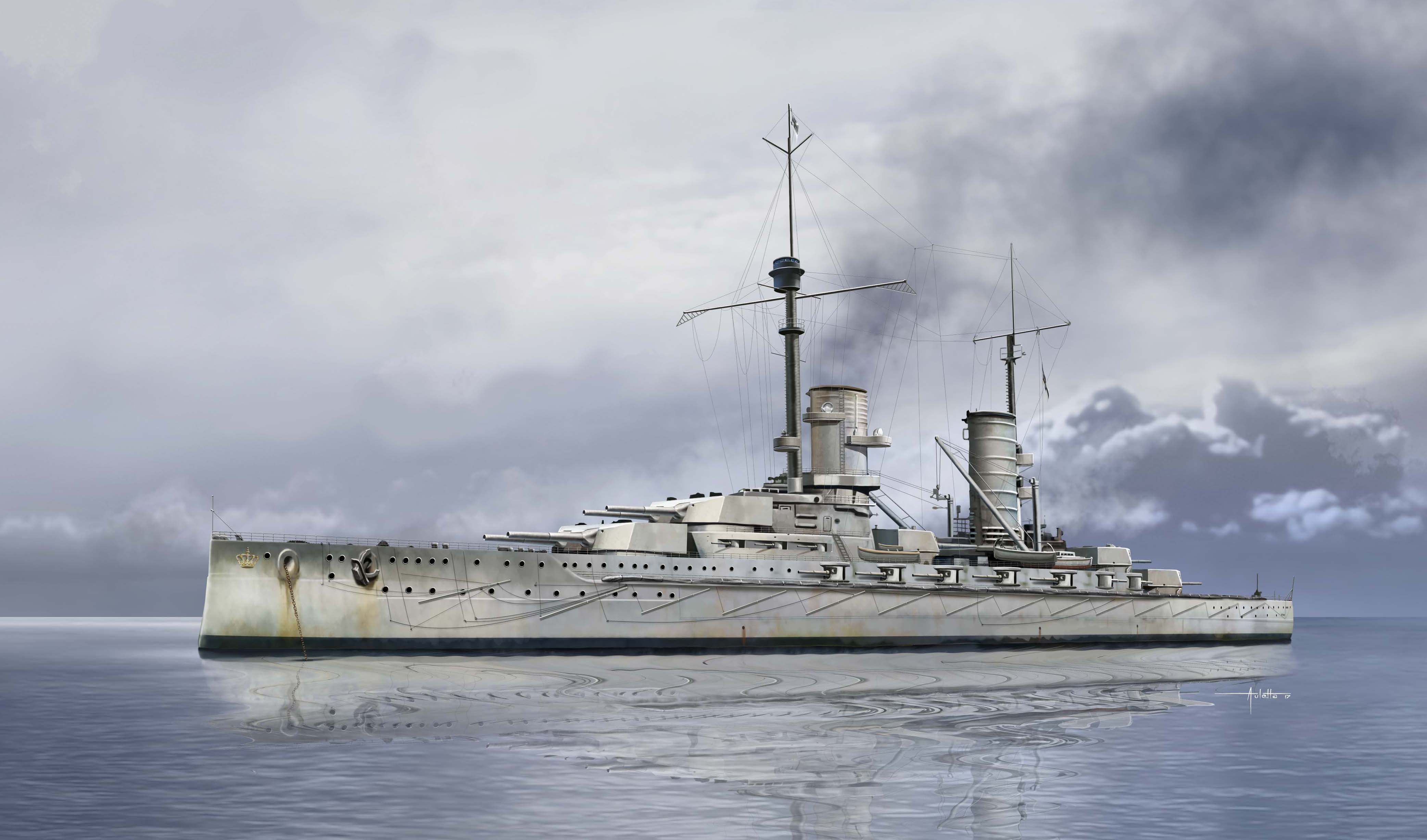 1/700Gro?er Kurfürst (full hull & waterline), WWI German Battleship