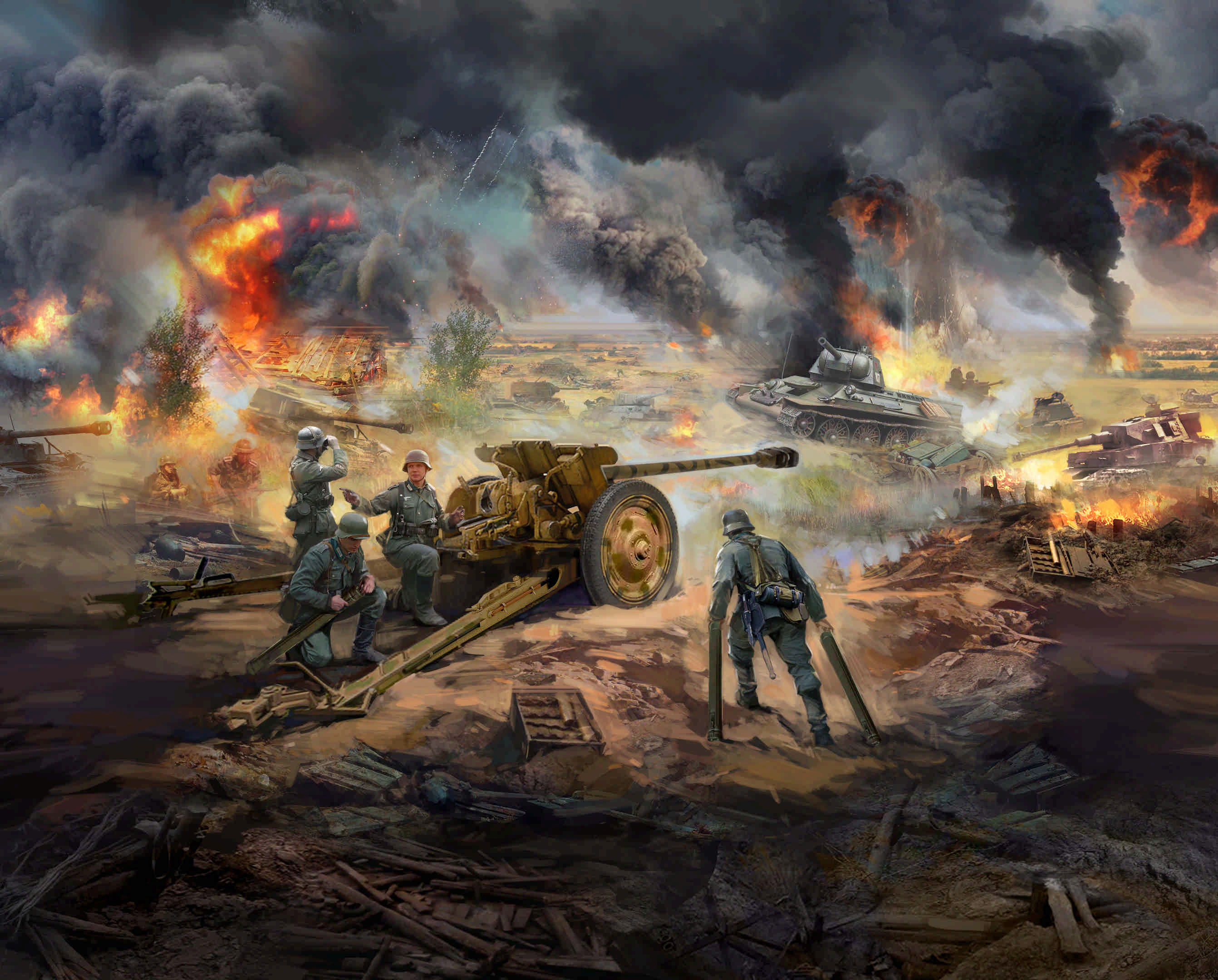 1/35 Battle of Kursk (July 1943) (T-34-76 (early 1943), Pak 36(r ) with Crew (4 figures))