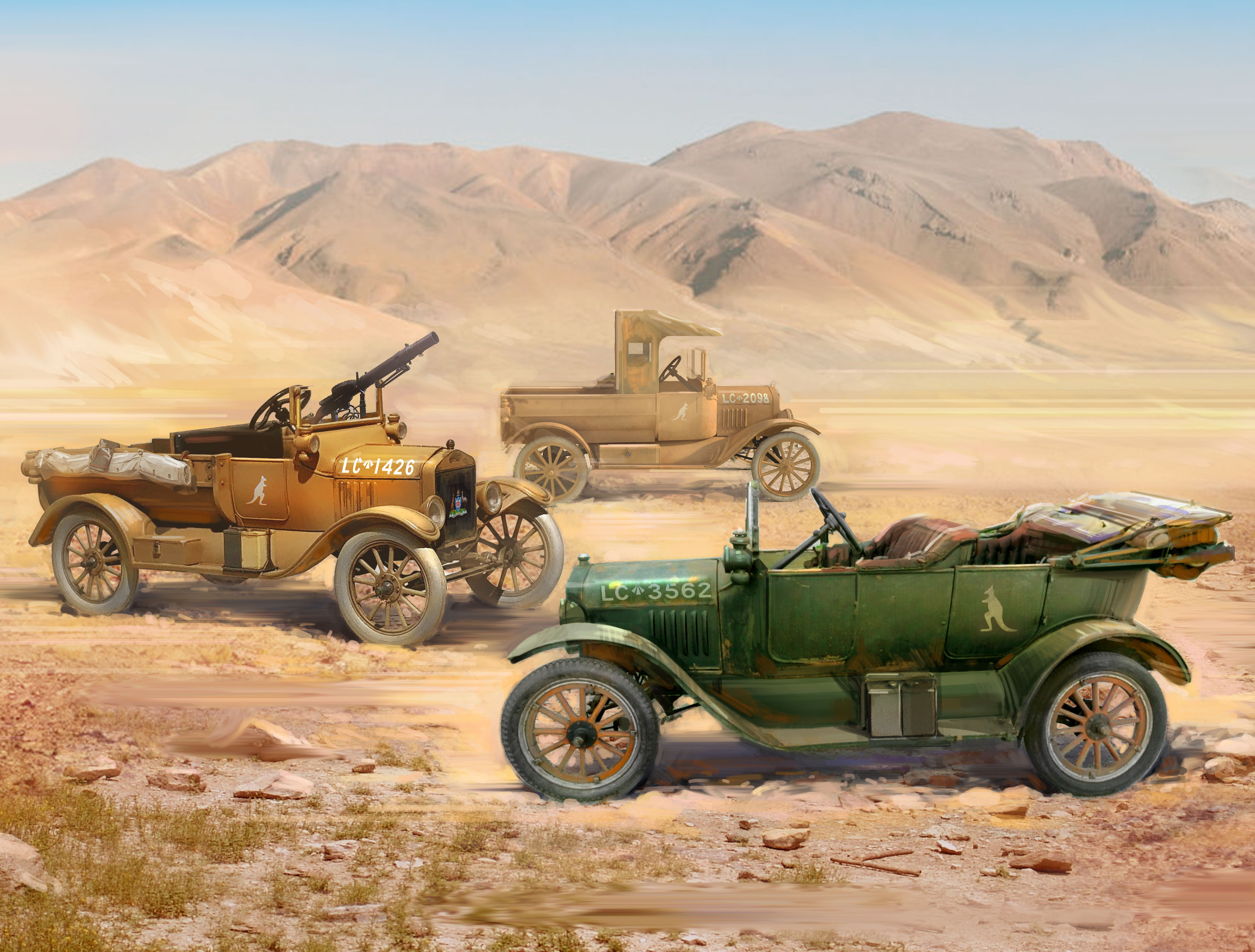 1/35 WWI ANZAC Desert Patrol (Model T LCP, Utility, Touring)