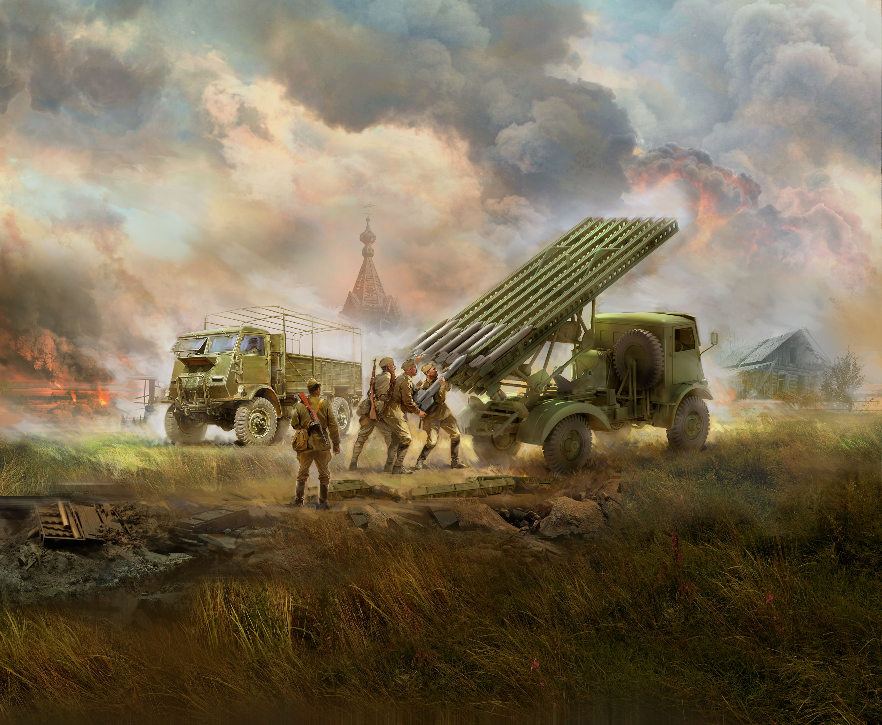WWII Red Army Rocket Artillery (BM-13-16 on W.O.T. 8 chassis, Model W.O.T. 6, WWII Soviet BM-13-16 MLRS Vehicle Crew, RKKA Drivers (1943-1945))