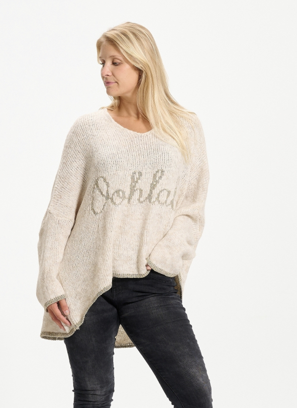 Oohlala Beige Stickad tröja  - 2
