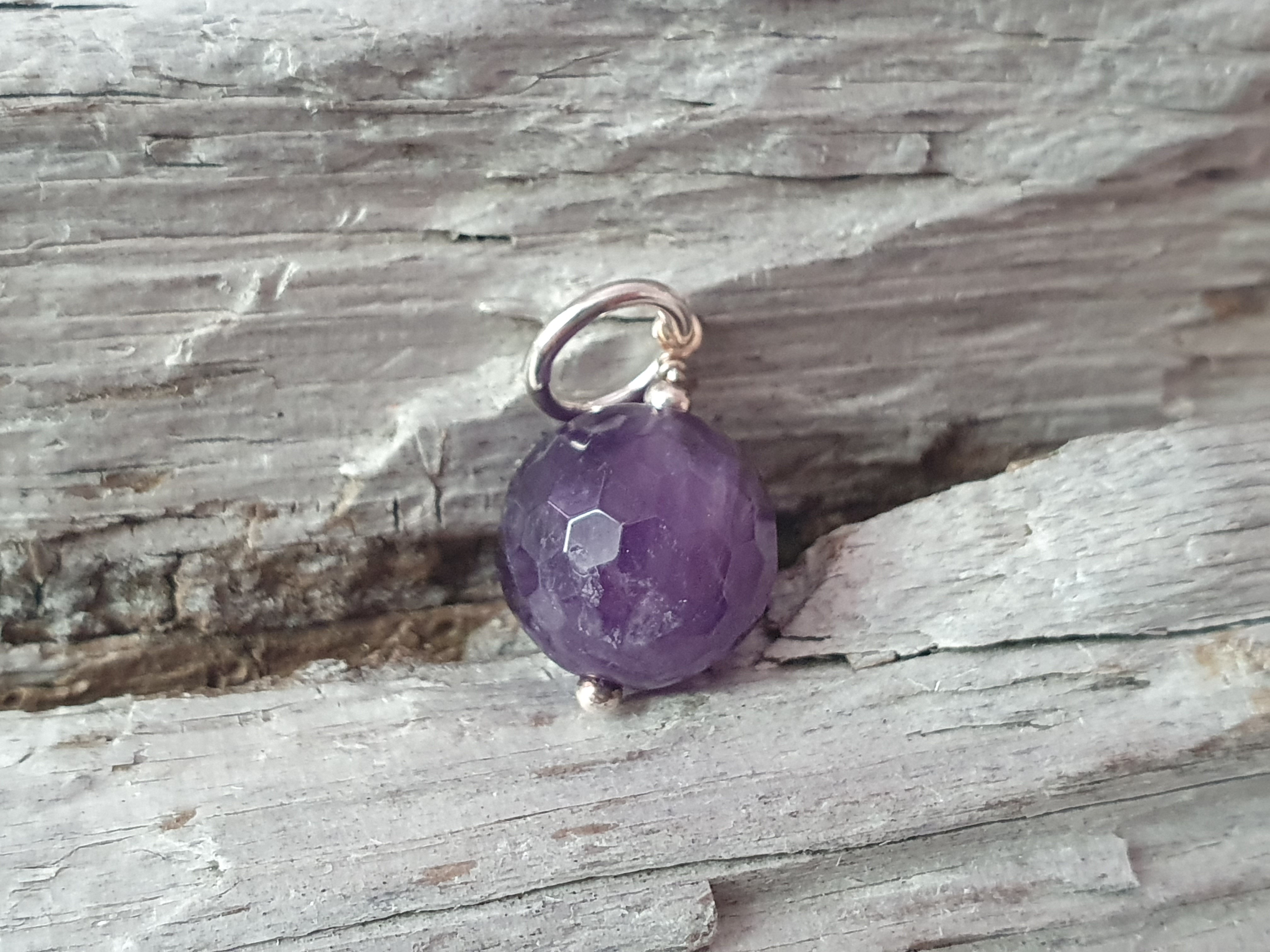 JOD Bubbles: Ametist fasetterad kula ca. 12mm, 925-silver