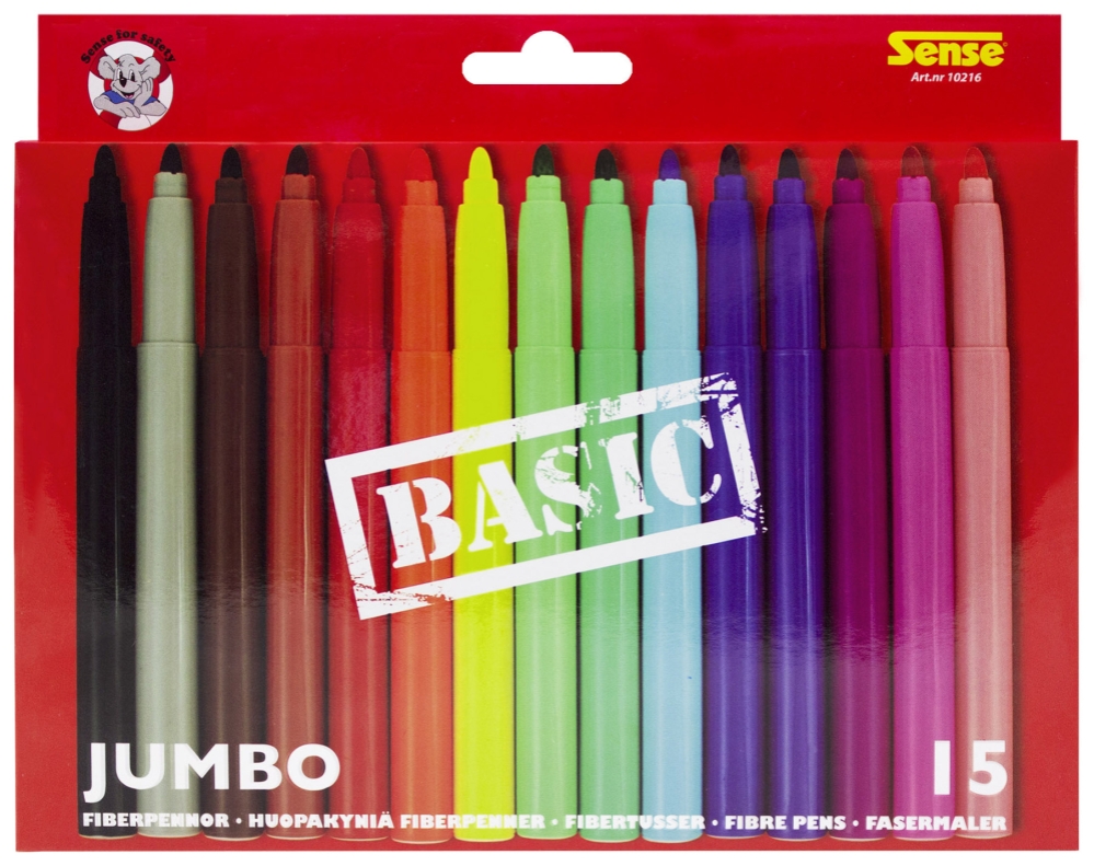 Sense Fiberpennor Basic Jumbo 15-Pack