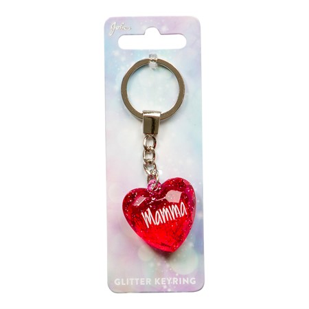 Nyckelring, Glitter heart - Mamma