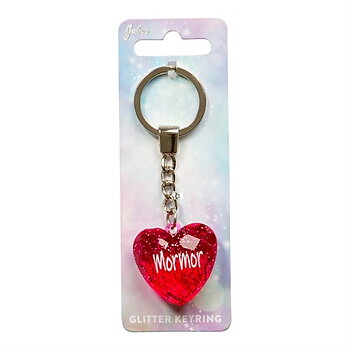 Nyckelring, Glitter heart - Mormor