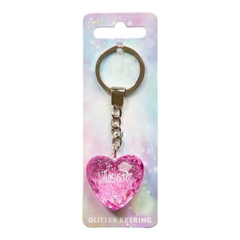 Nyckelring, Glitter heart - Lillasyster