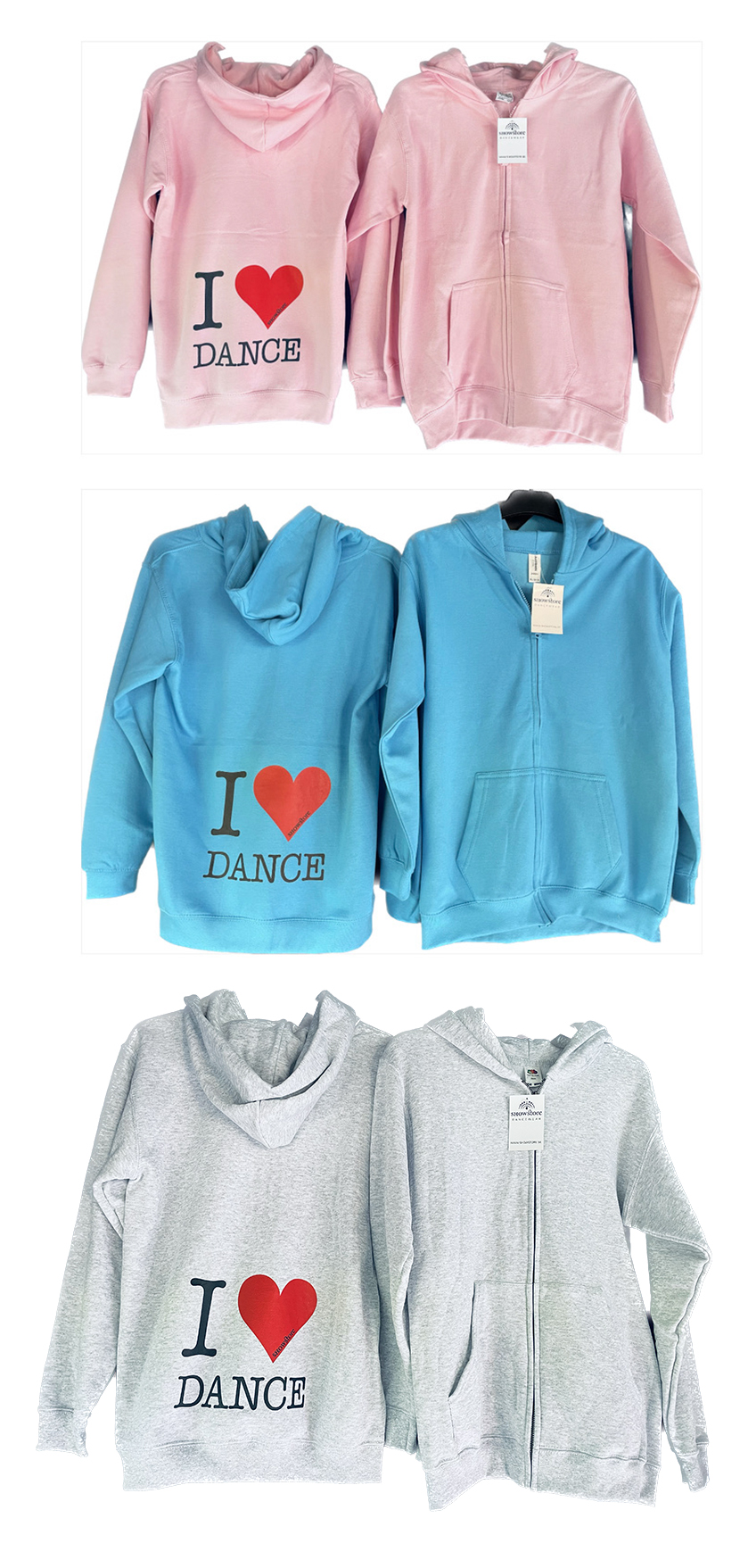 Showstore - Kids - Zip Hoodie med  "I Love Dance" tryck - 3