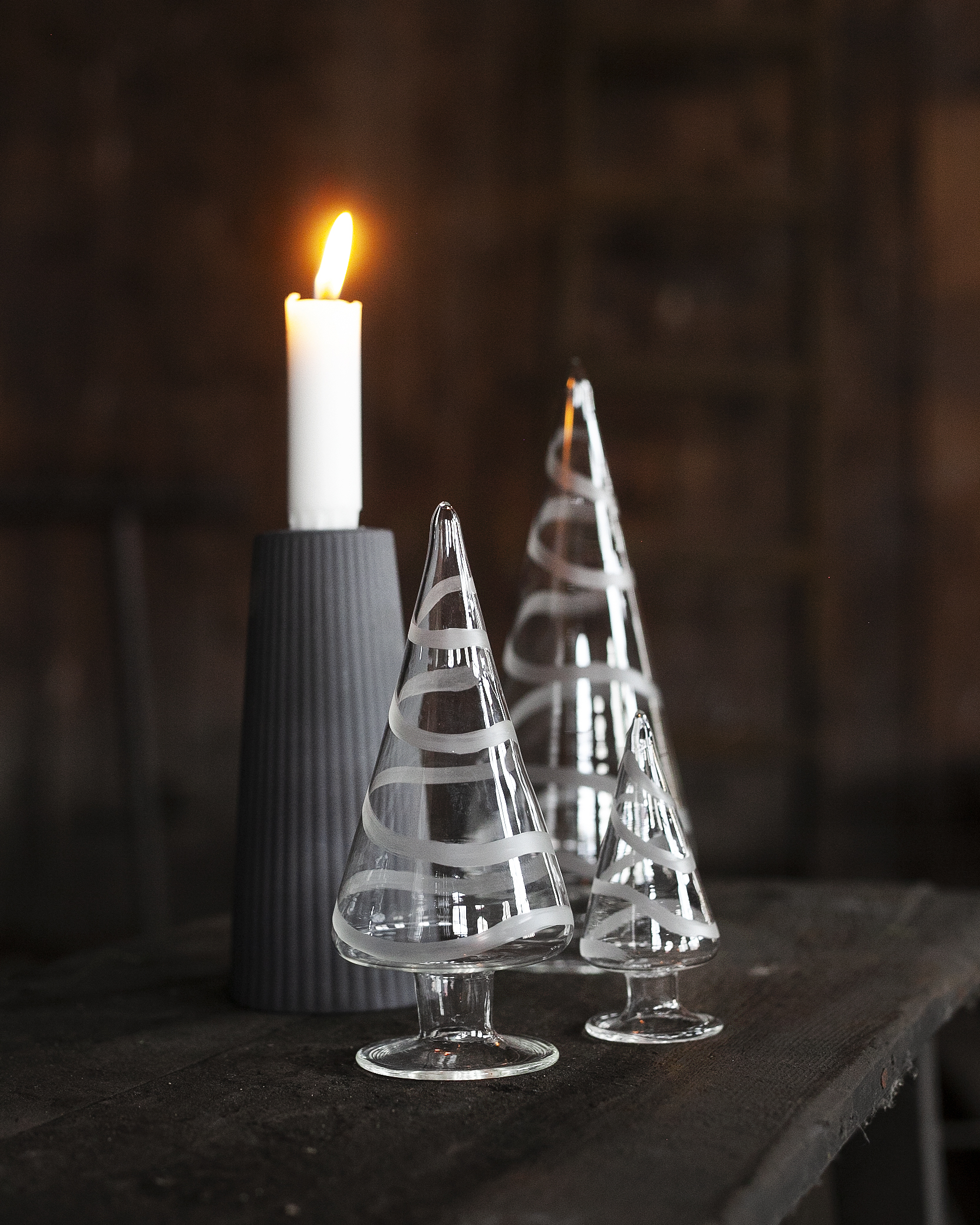 Granbo - Christmas tree with frosted garlands - Clear glass - 10x4 cm - 7