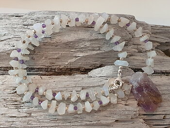 Halsband, ametrin, månsten, ametist, 925-silver