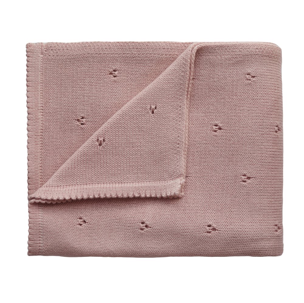 Mushie stickad babyfilt, Pointelle Rosa