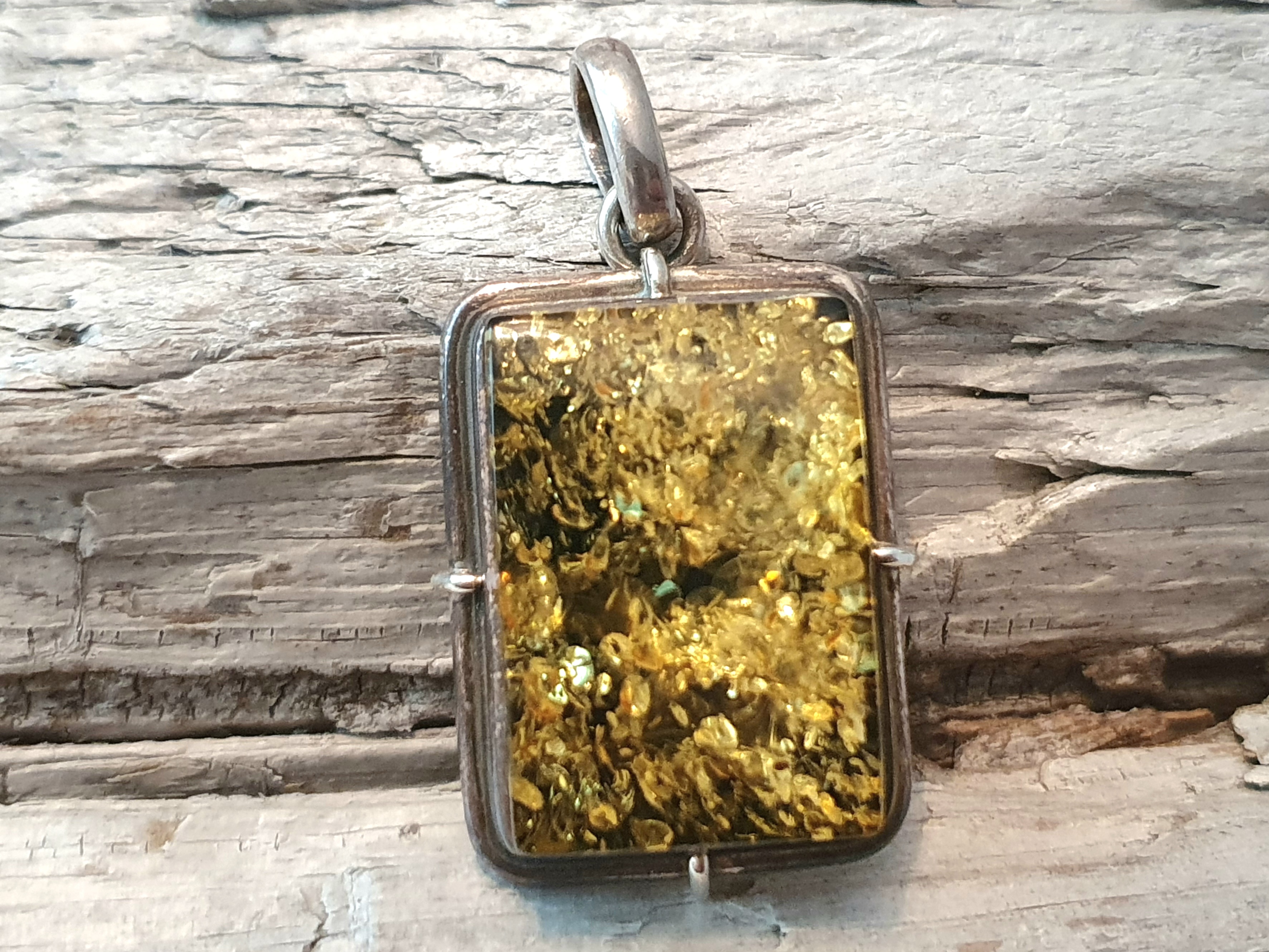 Amber, pendant 925-silver ( bra/green ) - 2