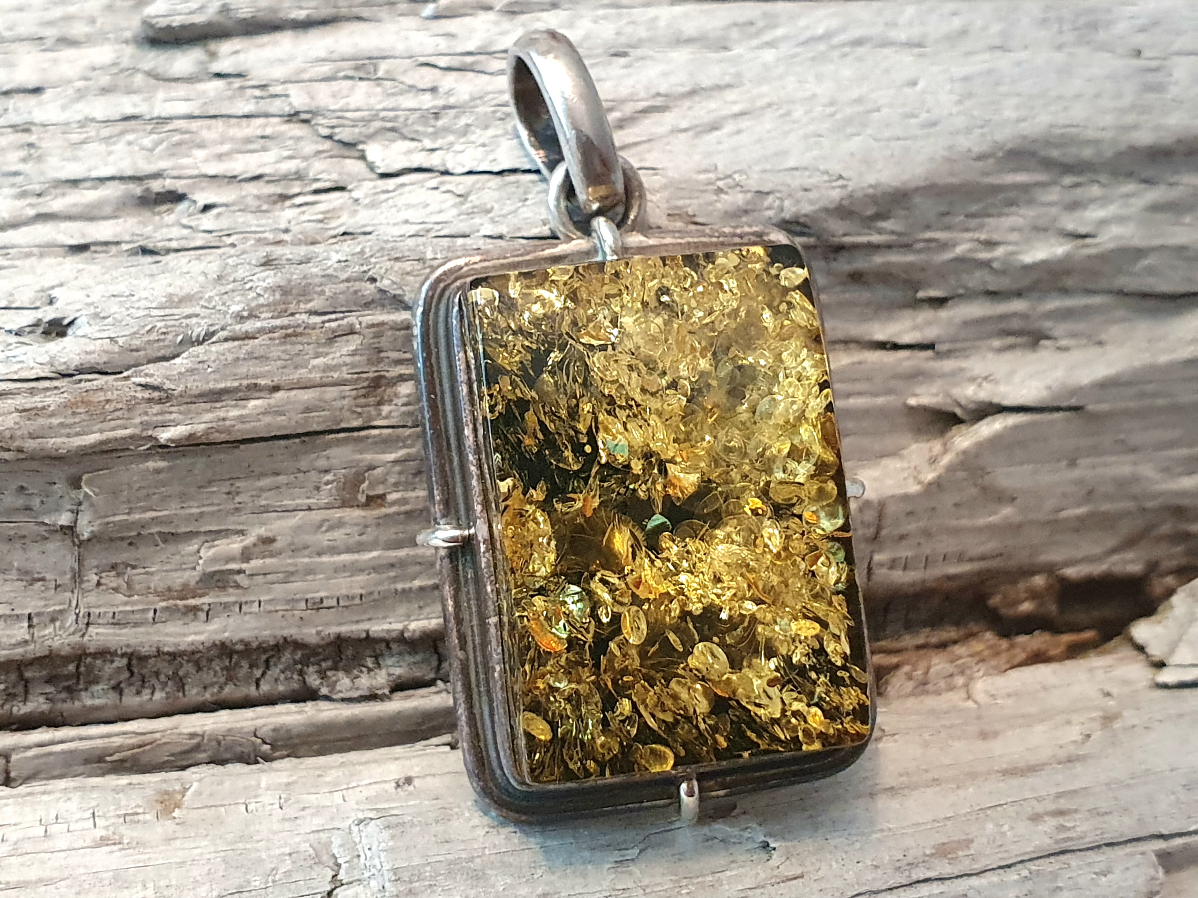 Amber, pendant 925-silver ( bra/green )