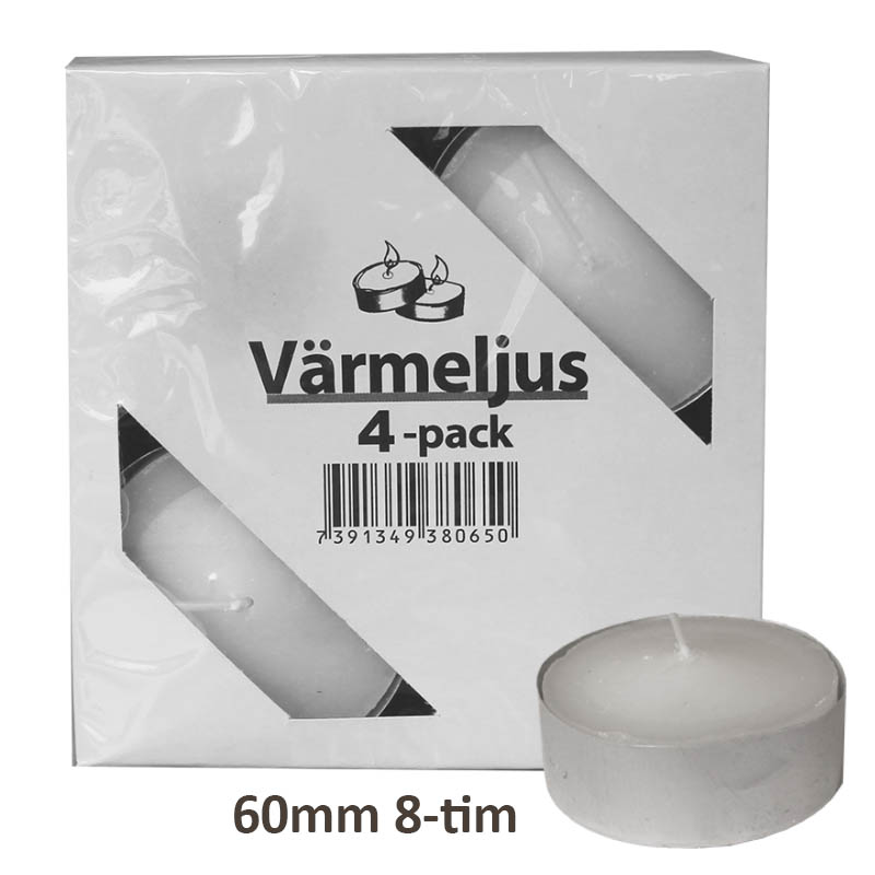 Stora Värmeljus  / Lyktljus 60mm 4-pack 8 tim 