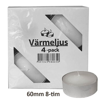 Stora Värmeljus  / Lyktljus 60mm 4-pack 8 tim 
