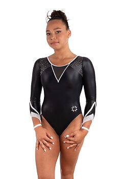 BLACK SHADOW Gymnastikk drakt, shim´ny jersey, mesh & lycra med stener