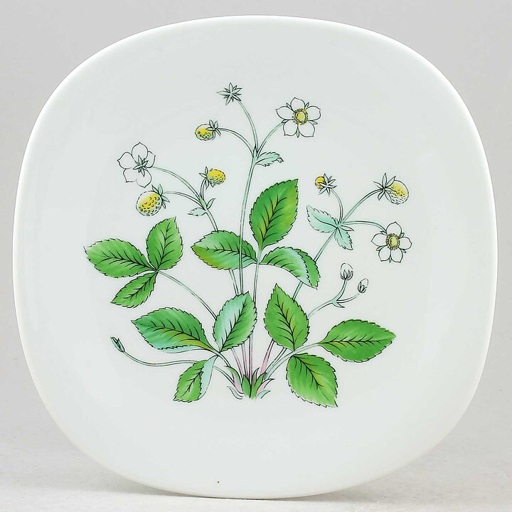 Lars Thorén (Flora 1950s) Quadratic Wall Plate with White Flower Motif 20 cm