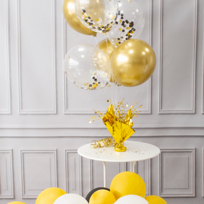 Ballongställning med Guld Ballongtyngd 6 fästen 72 cm  - 2