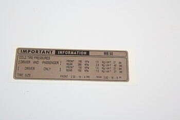 Informationsdekal Honda MB50