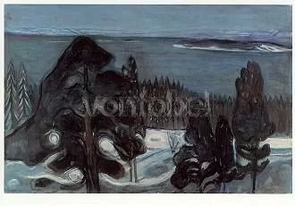 Winter night (c. 1900), Postcard