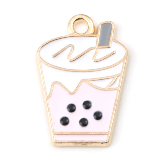 Charm -  Enameld  Drink, Bubble tea Pink