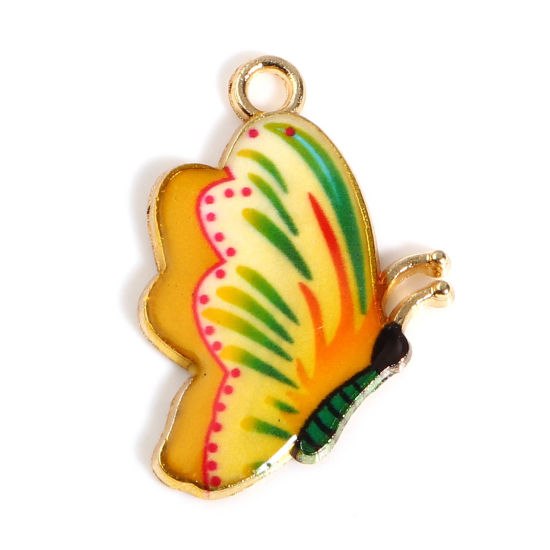 Charm -  Enameld butterfly, yelloe orange