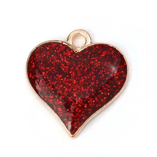 Berlock -  Enameld  heart , red glitter